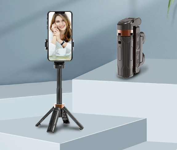 Mini phone Bluetooth selfie stick JC-25, floor mounted anti shake, extendable tripod, portable travel, live streaming, photograp